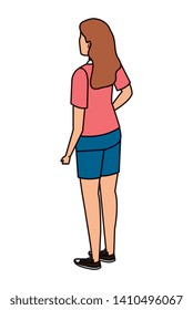 cute young woman back character