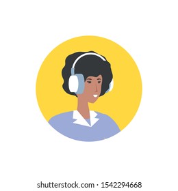 cute young woman with earphones vector illustration design