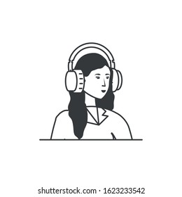 cute young woman with earphones vector illustration design