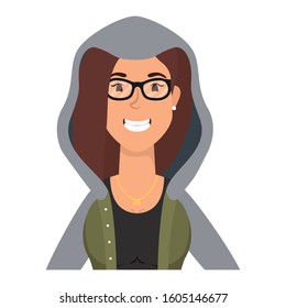 cute young woman with eyeglasses character vector illustration design