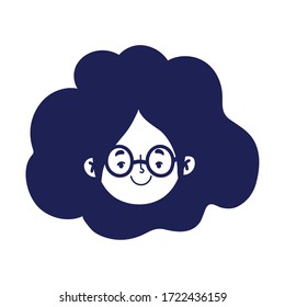 cute young woman face cartoon isolated icon on white background vector illustration