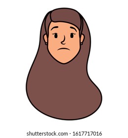 cute young woman head avatar character vector illustration design