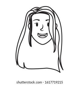 cute young woman head avatar character vector illustration design