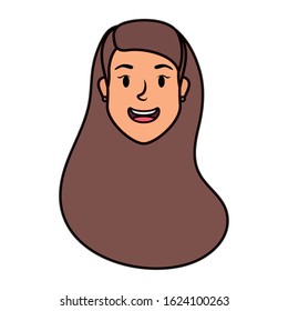 cute young woman head avatar character vector illustration design