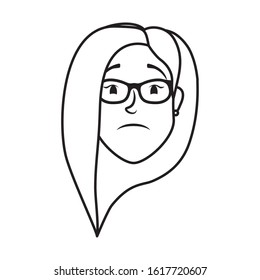 cute young woman head with eyeglasses character vector illustration design