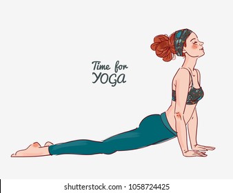 Cute, young woman practicing yoga