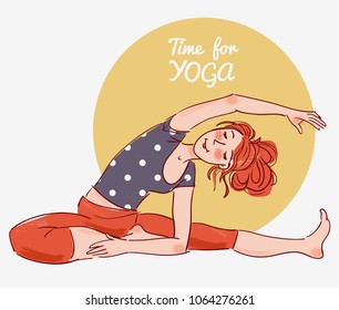 Cute, young woman practicing yoga