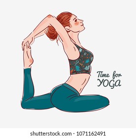 Cute, young woman practicing yoga
