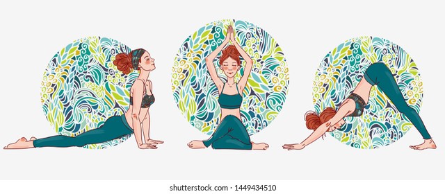 Cute, young woman practicing yoga