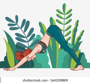 Cute, young woman practicing yoga
