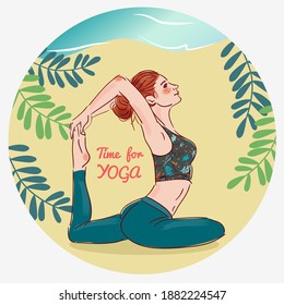 Cute, young woman practicing yoga