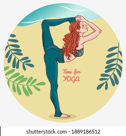 Cute, young woman practicing yoga