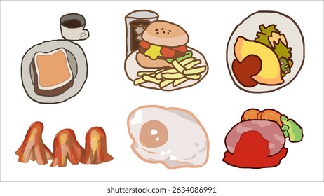 cute and yummy food and drink illustration