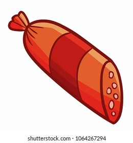 Cute and yummy funny half part of sausage - vector.