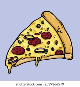Design de vetor de pizza bonito e gostoso