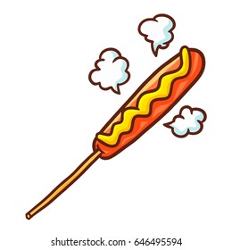Cute and yummy roasted sausage - vector.