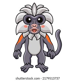 Cute zanzibar red colobus monkey cartoon standing