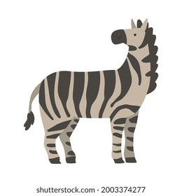 Cute Zebra African Animal, Wild Herbivore Jungle Animal Cartoon Vector Illustration