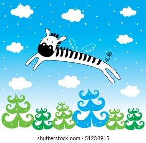 cute zebra angel in the christmas day