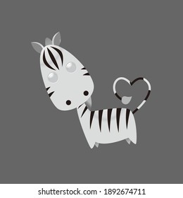 Cute zebra animal, cartoon model, isolated on a gray background, suitable for doll models, banner card printing, etc.