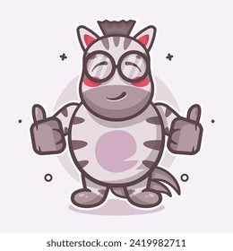 cute zebra animal character mascot with thumb up hand gesture isolated cartoon