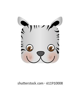 cute zebra animal head expression, vector illustration