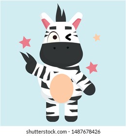 Cute zebra boy characters wink vector illustration