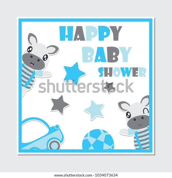 Cute zebra\
boy and toys frame vector cartoon illustration for baby shower card\
design, postcard, and\
wallpaper