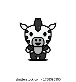 Cute zebra cartoon character vector
