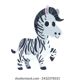 Nette Zebra-Cartoon im Bunte Vektor-handgezeichnete Illustration für Kinder. Baby-Designs für Karten, Poster-Dekorationen, T-Shirt-Prints, Aufkleber, Icons und andere