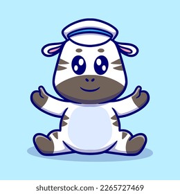 Cute zebra cartoon icon illustration