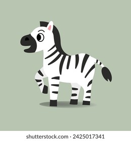 Cute Zebra cartoon illustration.Flat africa animal flat style