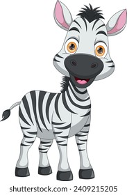 cute zebra cartoon on white background