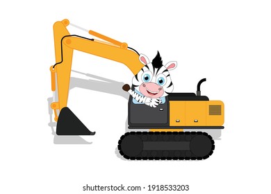 cute zebra cartoon ride excavator