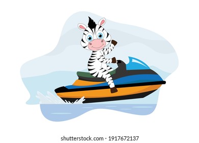 cute zebra cartoon ride speedboat
