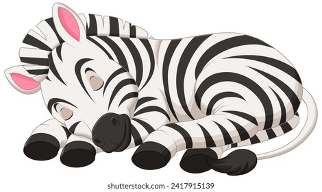 Cute Zebra Cartoon Sleeping Vector Illustration. Animal Nature Icon Concept Isolated Premium Vector