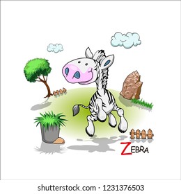 cute zebra cartoon vector