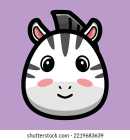 Cute Zebra Cartoon Vector Icon Illustration. Flat Cartoon Style
