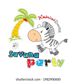 cute zebra cartoon - vector illustration