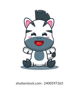 Cute zebra cartoon vector illustration. 