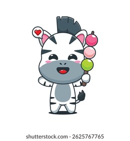 Niedliche Zebra Cartoon Vektorgrafik Essen Dango