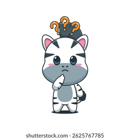 Cute zebra cartoon vector illustration is confused
