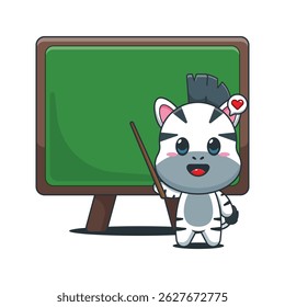 Cute zebra cartoon vector illustration with blackboard