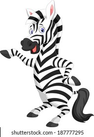 Cute zebra cartoon waving hand