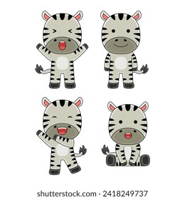 cute zebra character vector illustration