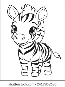 cute zebra coloring book for children