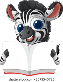 Cute zebra enjoying a book with enthusiasm