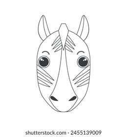 Cute zebra face, African herbivorous animals head of simple geometric shape vector illustration