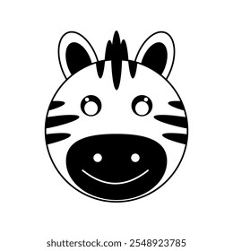 Cute Zebra Face Illustration, Adorable Animal Design