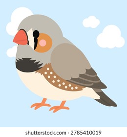 Cute Zebra Finch Flat Design Illustration